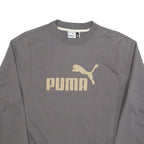 PUMA Mens Grey Beige Logo Crew Neck Sweatshirt S Sports Casual Cotton