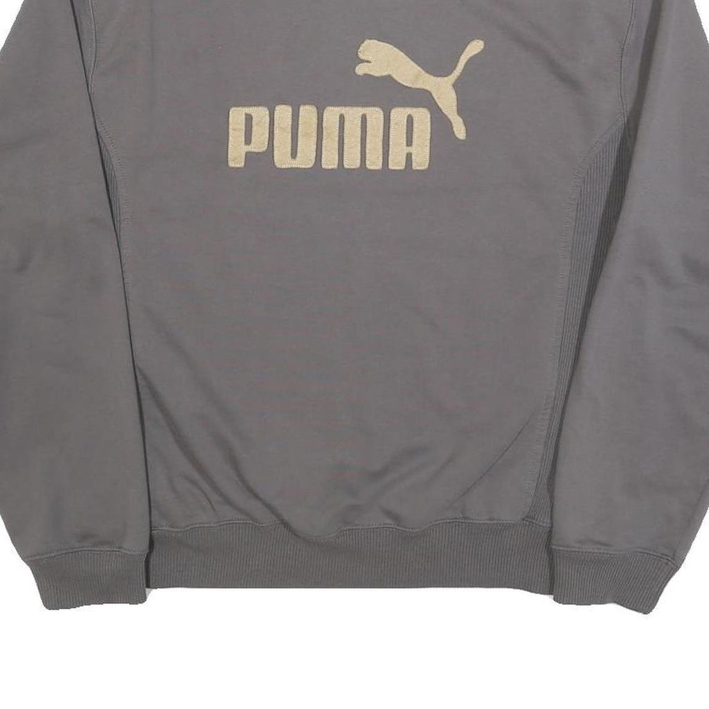 PUMA Mens Grey Beige Logo Crew Neck Sweatshirt S Sports Casual Cotton