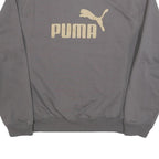 PUMA Mens Grey Beige Logo Crew Neck Sweatshirt S Sports Casual Cotton