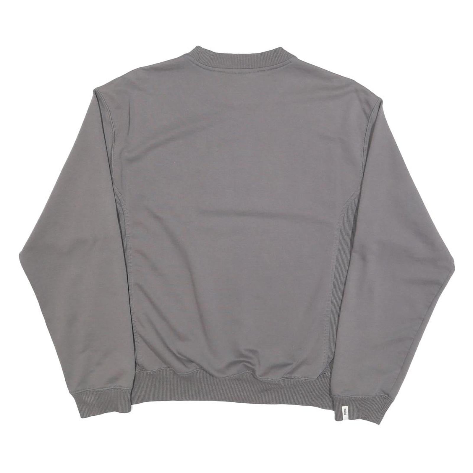 PUMA Mens Grey Beige Logo Crew Neck Sweatshirt S Sports Casual Cotton