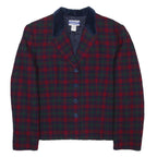 PENDLETON Womens Red & Green Wool Blend Check Jacket UK 14 Button Closure