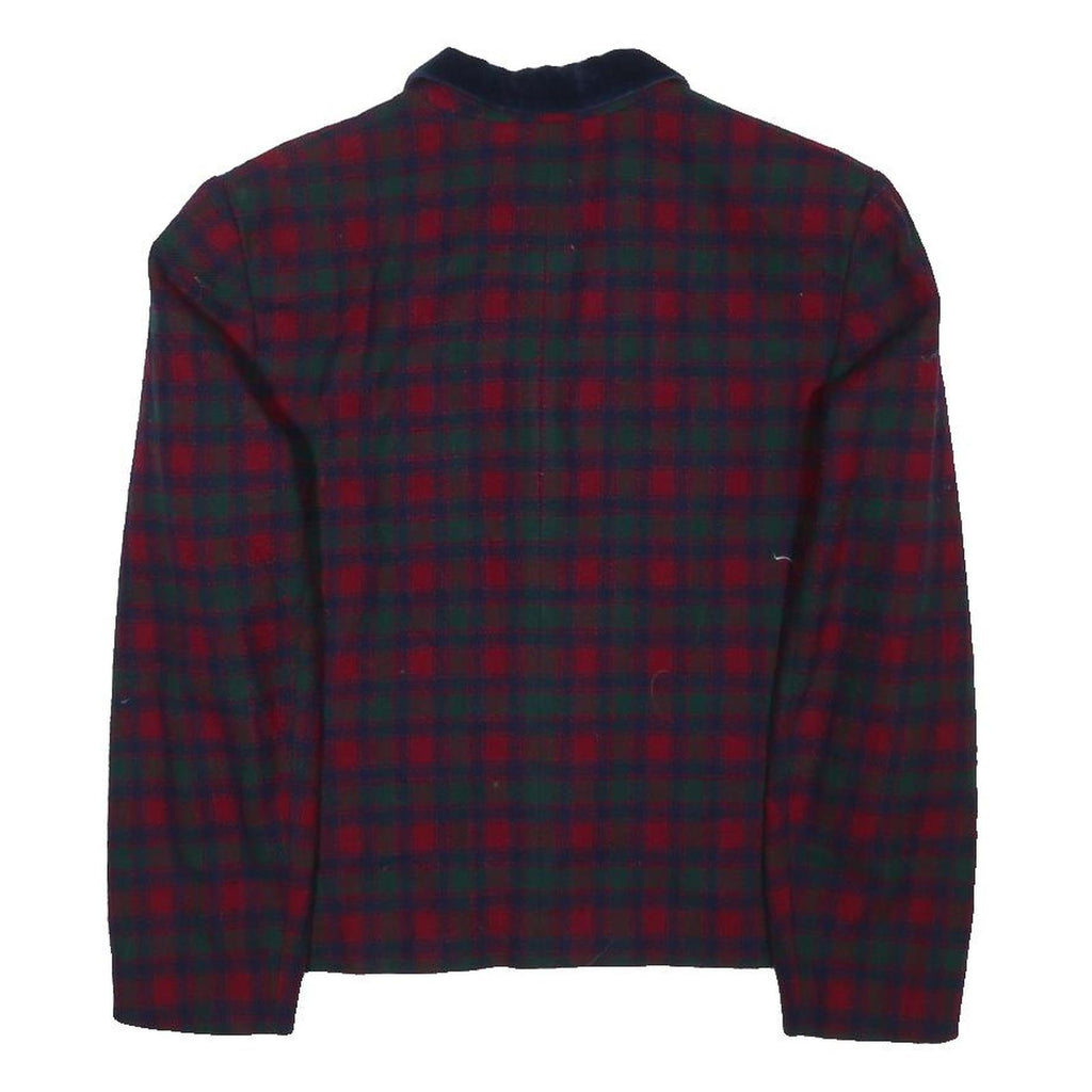 PENDLETON Womens Red & Green Wool Blend Check Jacket UK 14 Button Closure