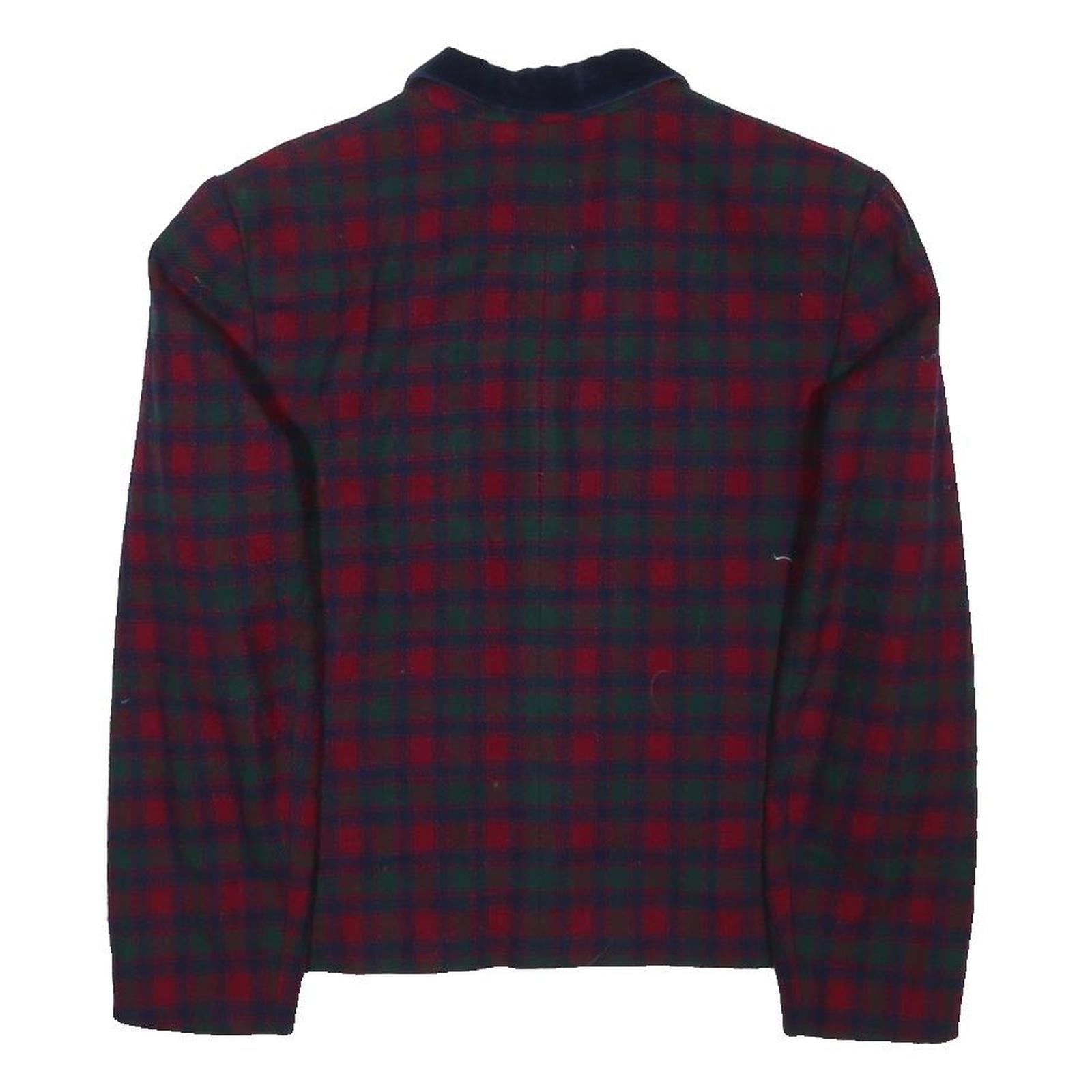 PENDLETON Womens Red & Green Wool Blend Check Jacket UK 14 Button Closure