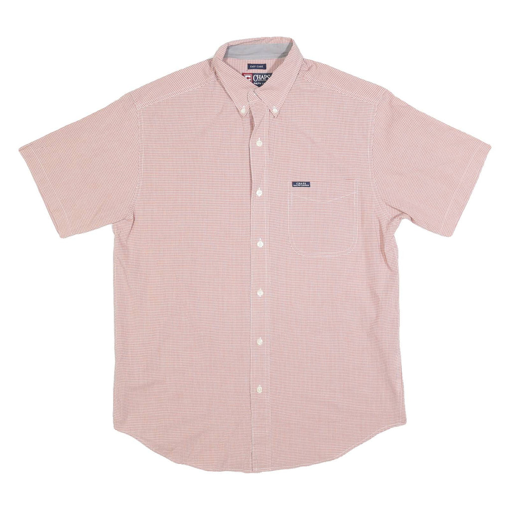 CHAPS RALPH LAUREN Mens Red & White Check Shirt M Cotton Blend Short Sleeve
