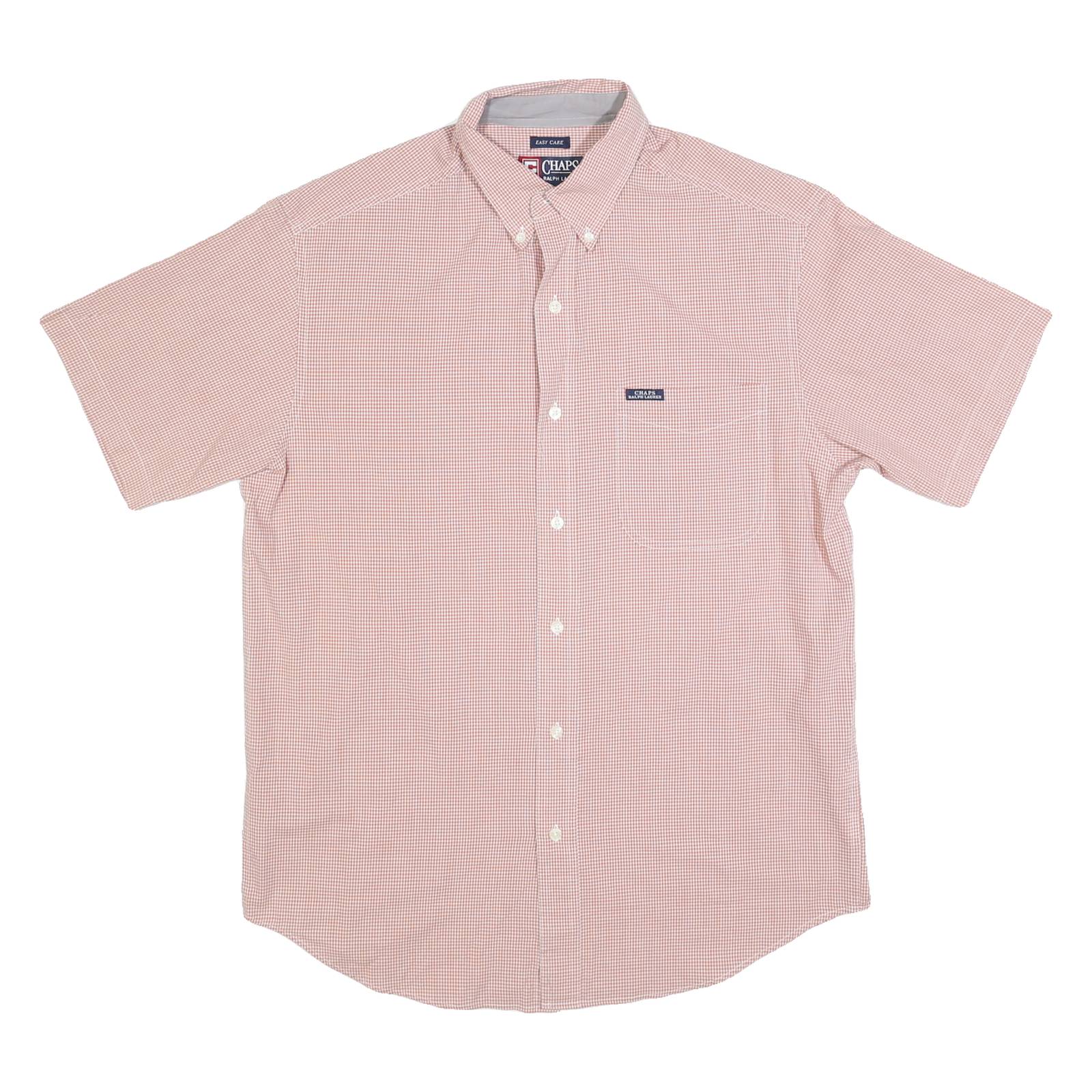 CHAPS RALPH LAUREN Mens Red & White Check Shirt M Cotton Blend Short Sleeve
