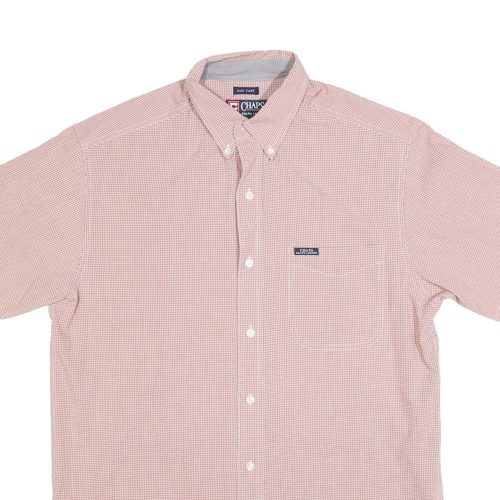 CHAPS RALPH LAUREN Mens Red & White Check Shirt M Cotton Blend Short Sleeve