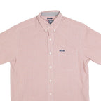 CHAPS RALPH LAUREN Mens Red & White Check Shirt M Cotton Blend Short Sleeve