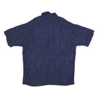 CAMPIA Mens Blue Rayon Hawaiian Shirt XL Leaf Print Casual Summer Button