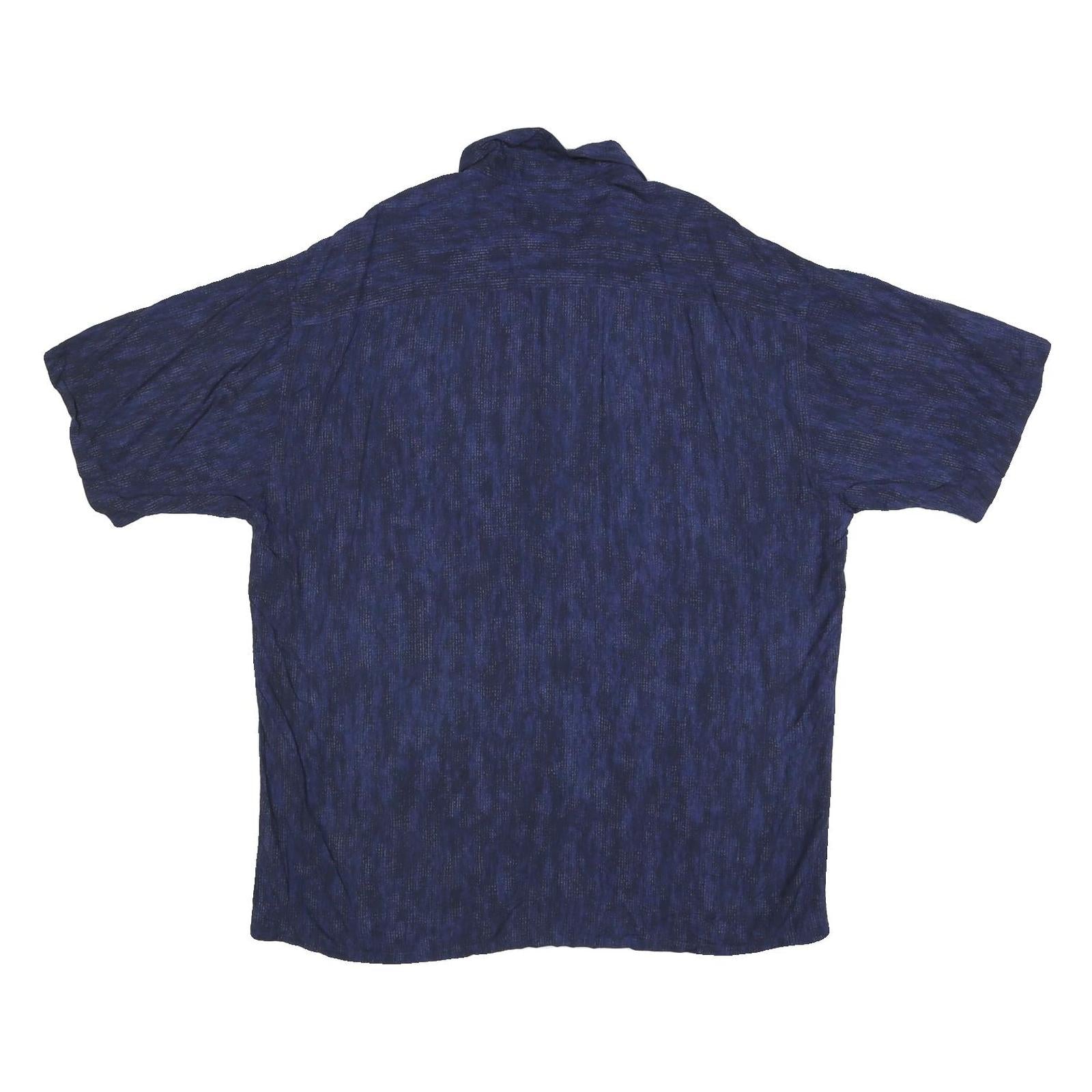CAMPIA Mens Blue Rayon Hawaiian Shirt XL Leaf Print Casual Summer Button