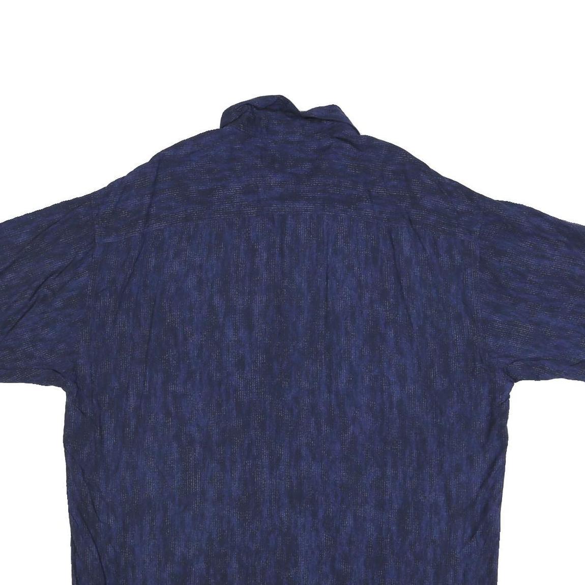 CAMPIA Mens Blue Rayon Hawaiian Shirt XL Leaf Print Casual Summer Button