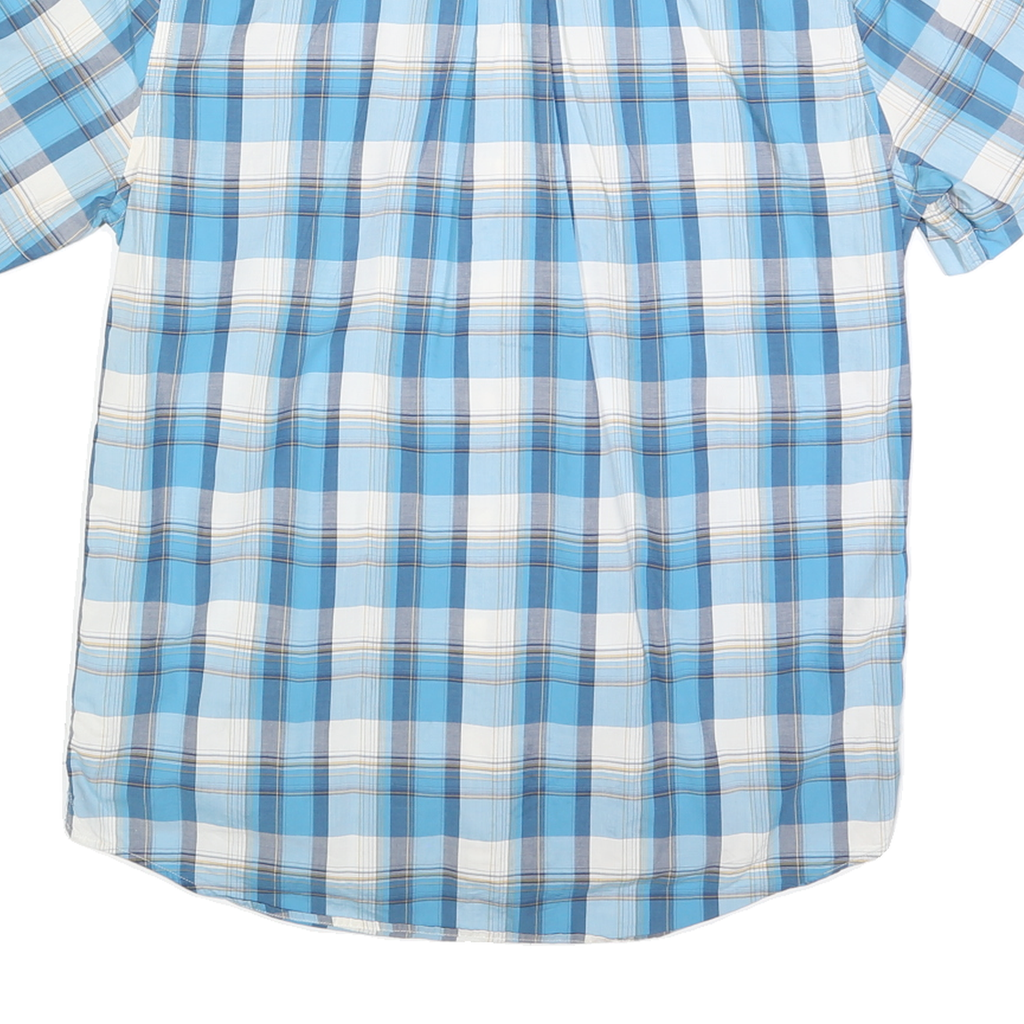 TOMMY HILFIGER Mens Blue White & Navy Check Shirt M Classic Fit Cotton Blend