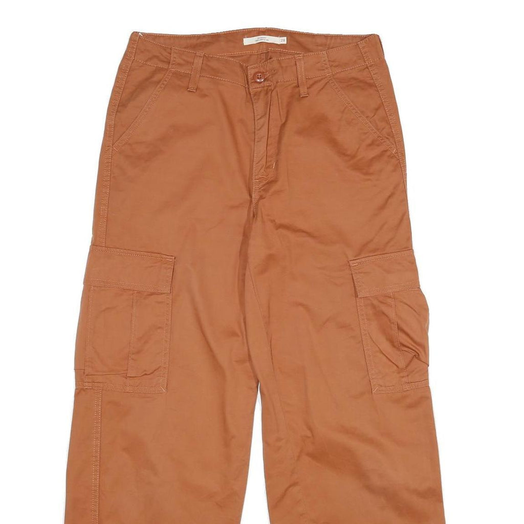 LEVI'S Womens Cotton Blend Relaxed Cargo Trousers Brown W32 L29 Casual Zip