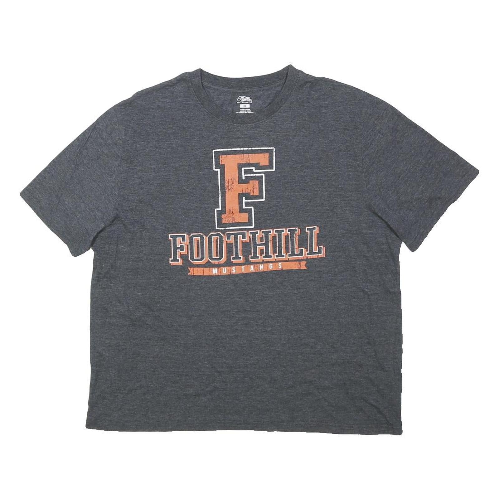 PEL ATHLETIC Mens Grey Foothill Mustangs Graphic T-Shirt XL Short Sleeve Crew