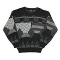 EXPRESSIONS Mens Black Grey Patterned Acrylic Jumper Crew Neck L Casual Comfort