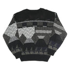 EXPRESSIONS Mens Black Grey Patterned Acrylic Jumper Crew Neck L Casual Comfort