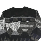 EXPRESSIONS Mens Black Grey Patterned Acrylic Jumper Crew Neck L Casual Comfort