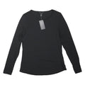 NEW LOOK Womens Black Basic Long Sleeve Round Neck Top UK 12 Cotton Blend