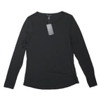 NEW LOOK Womens Black Basic Long Sleeve Round Neck Top UK 12 Cotton Blend