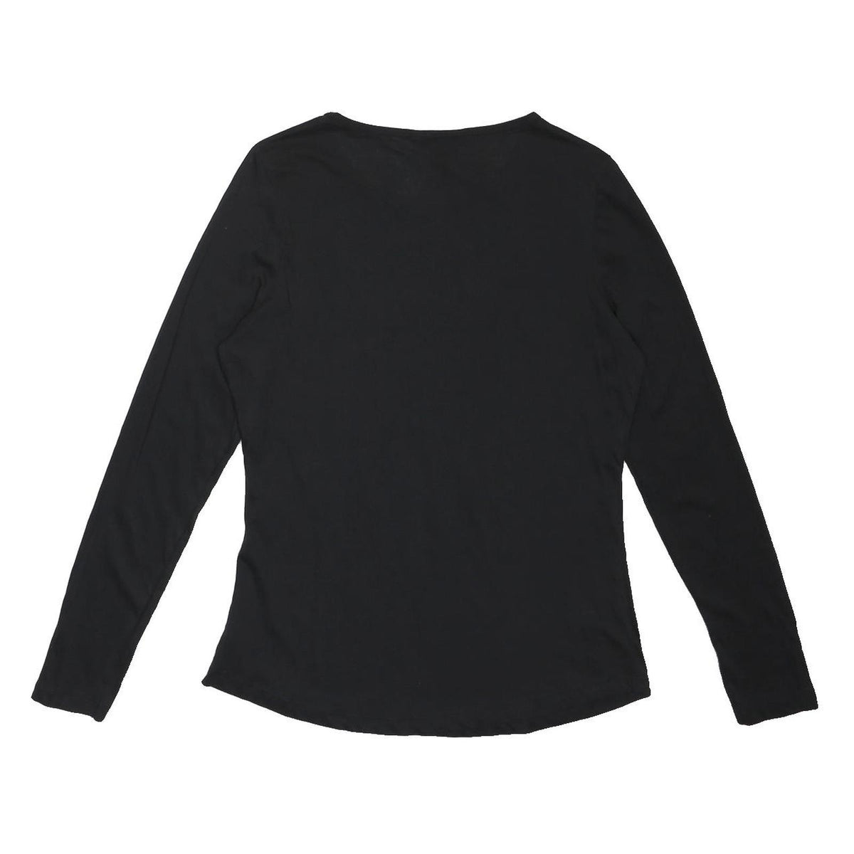 NEW LOOK Womens Black Basic Long Sleeve Round Neck Top UK 12 Cotton Blend