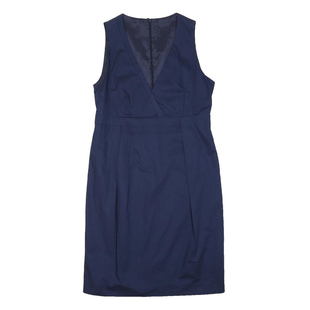 HUGO BOSS Womens Blue Sleeveless Classic Sheath Polyester Blend Dress UK 8