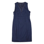 HUGO BOSS Womens Blue Sleeveless Classic Sheath Polyester Blend Dress UK 8
