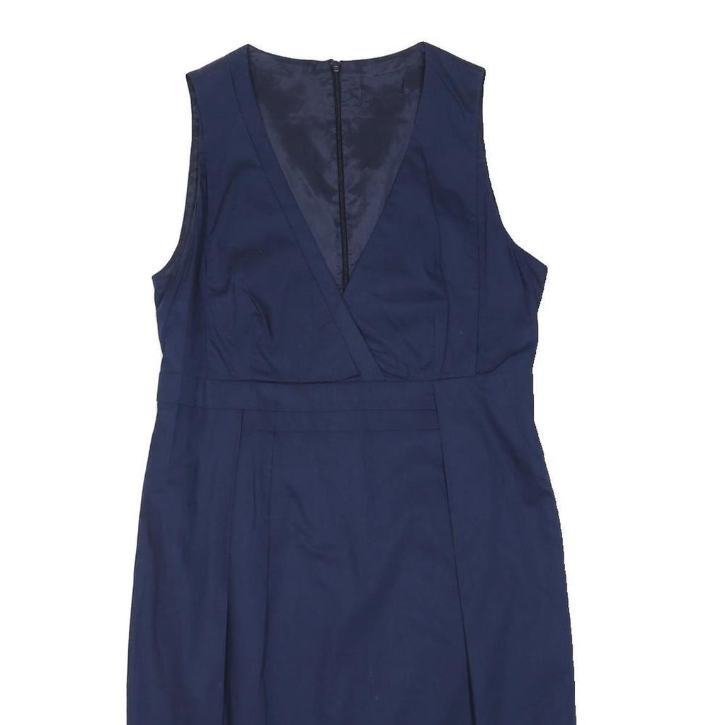 HUGO BOSS Womens Blue Sleeveless Classic Sheath Polyester Blend Dress UK 8