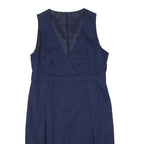 HUGO BOSS Womens Blue Sleeveless Classic Sheath Polyester Blend Dress UK 8