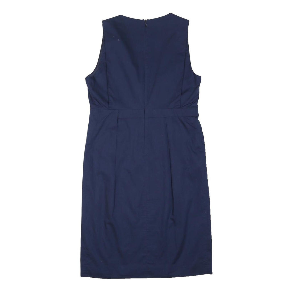 HUGO BOSS Womens Blue Sleeveless Classic Sheath Polyester Blend Dress UK 8