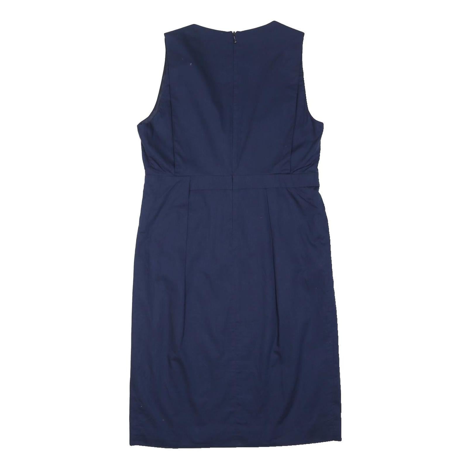 HUGO BOSS Womens Blue Sleeveless Classic Sheath Polyester Blend Dress UK 8