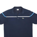 LACOSTE Mens Navy Blue Short Sleeve Logo Polo Shirt L Polyester Blend Sport