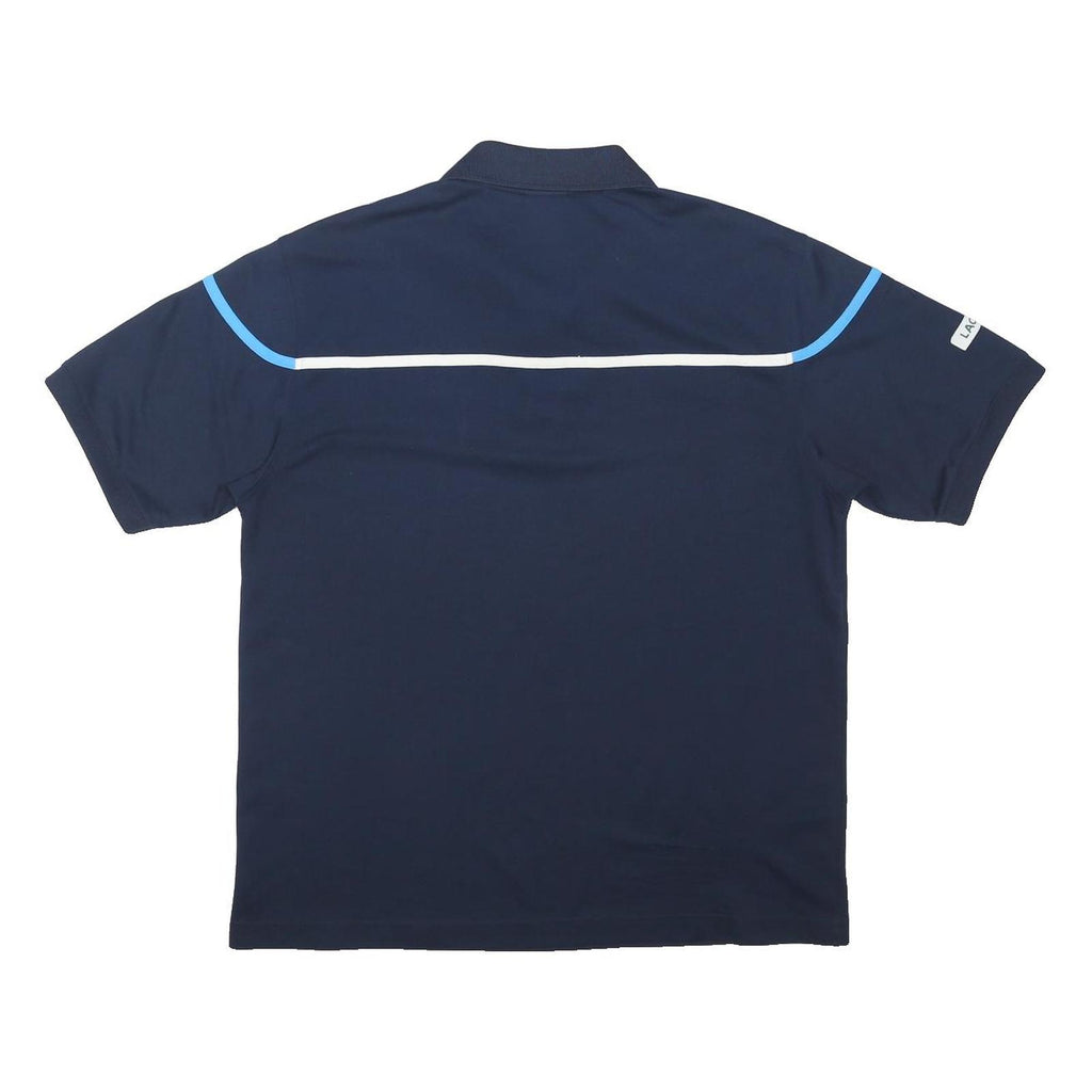 LACOSTE Mens Navy Blue Short Sleeve Logo Polo Shirt L Polyester Blend Sport