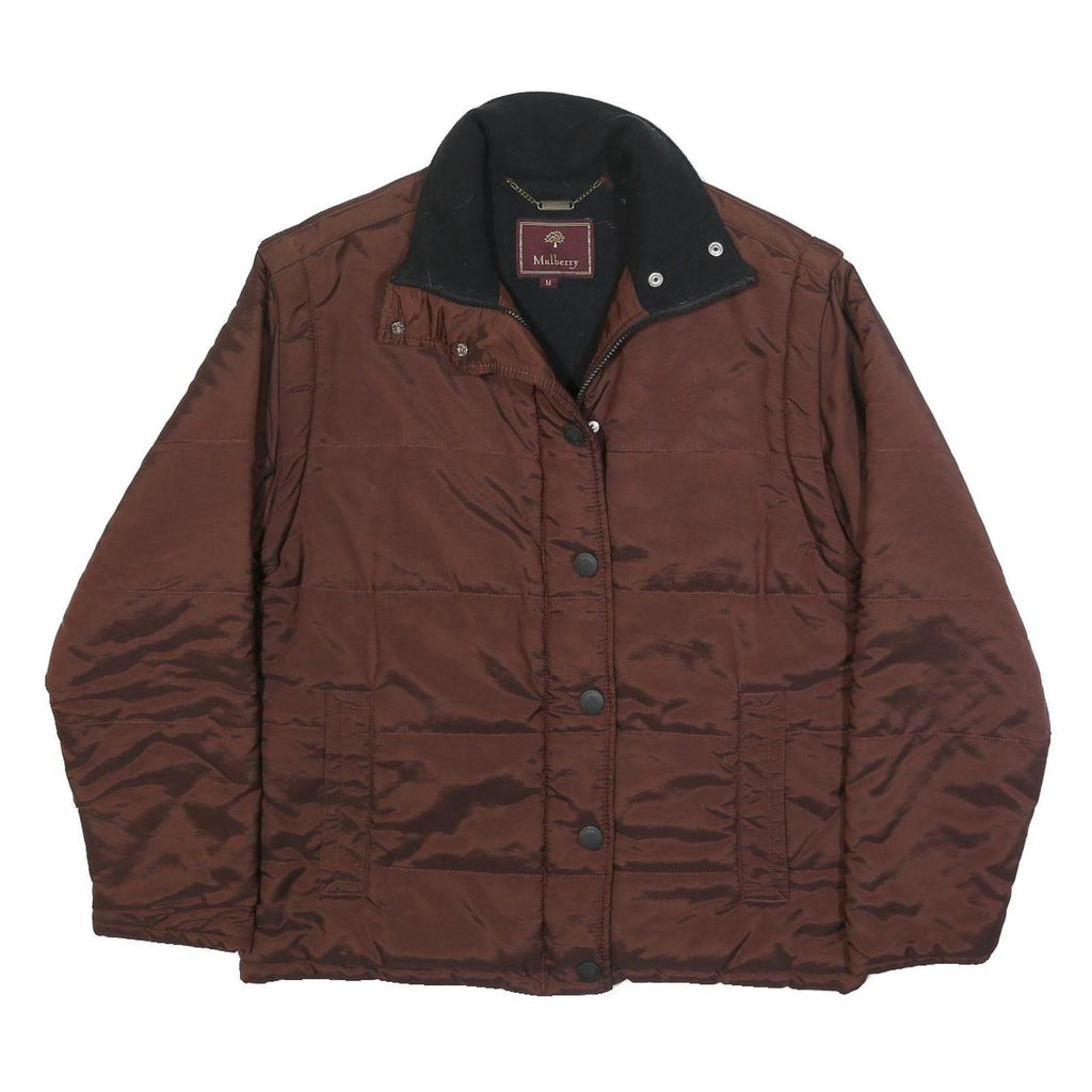 MULBERRY Womens Brown Jacket M Synthetic Plain Zip Casual Comfortable Stylish