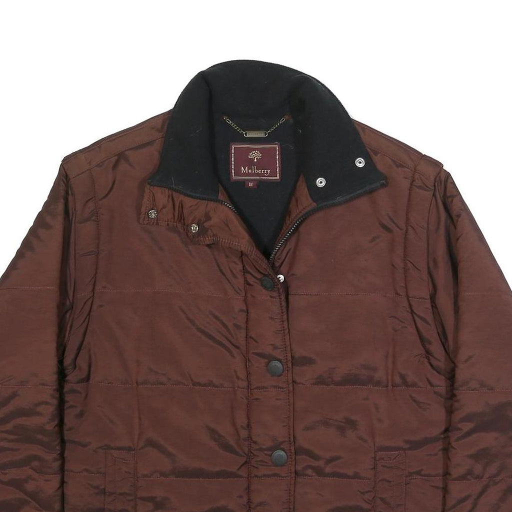 MULBERRY Womens Brown Jacket M Synthetic Plain Zip Casual Comfortable Stylish