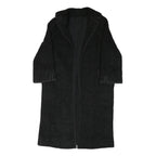 Womens Black Textured Long Sleeve Classic Jacket M Polyester Blend Plain Elegant