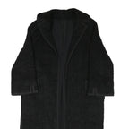 Womens Black Textured Long Sleeve Classic Jacket M Polyester Blend Plain Elegant