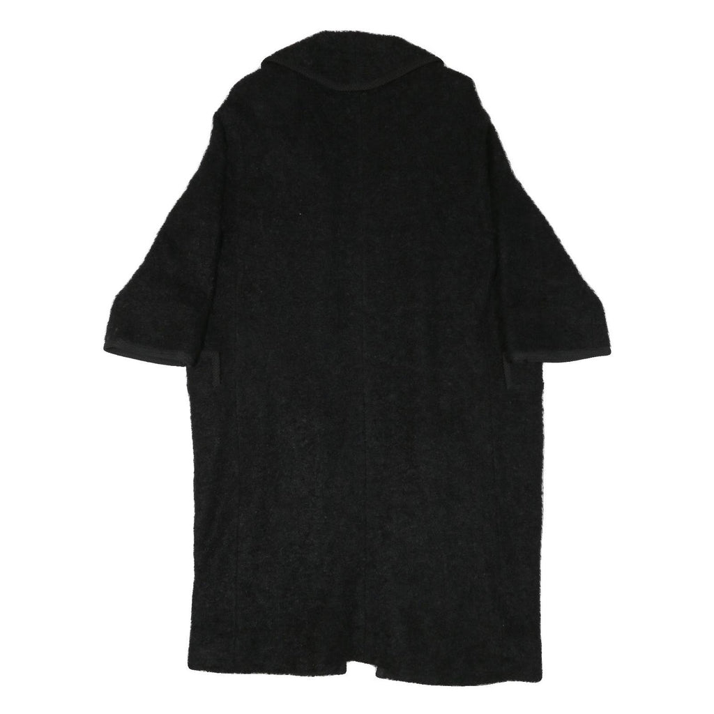 Womens Black Textured Long Sleeve Classic Jacket M Polyester Blend Plain Elegant