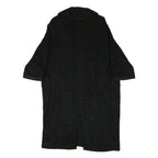 Womens Black Textured Long Sleeve Classic Jacket M Polyester Blend Plain Elegant