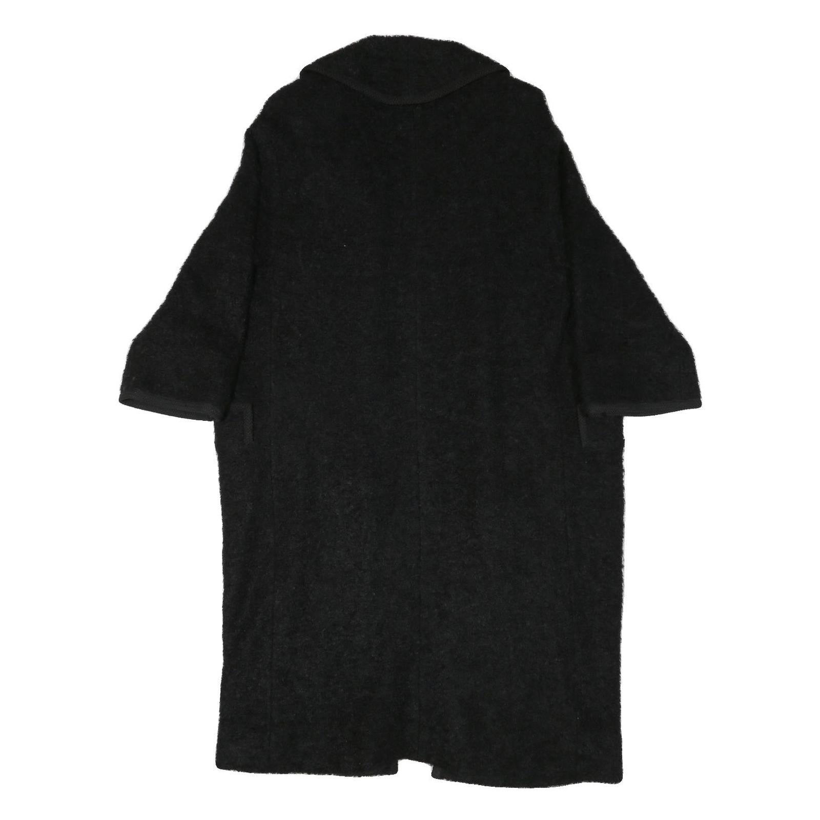 Womens Black Textured Long Sleeve Classic Jacket M Polyester Blend Plain Elegant