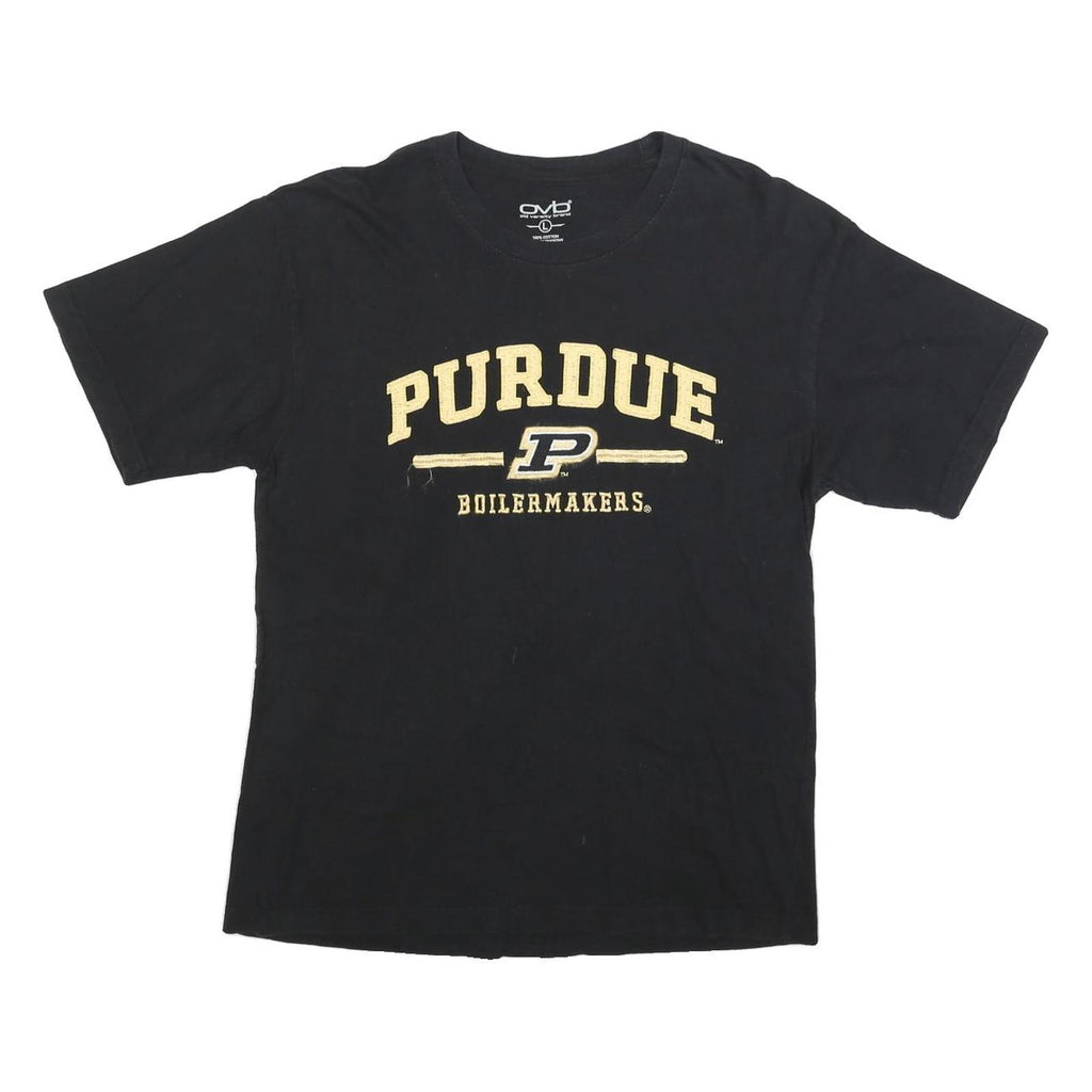 OLD VARSITY BRAND Mens Black Purdue Boilermakers Graphic T-Shirt L Short Sleeve