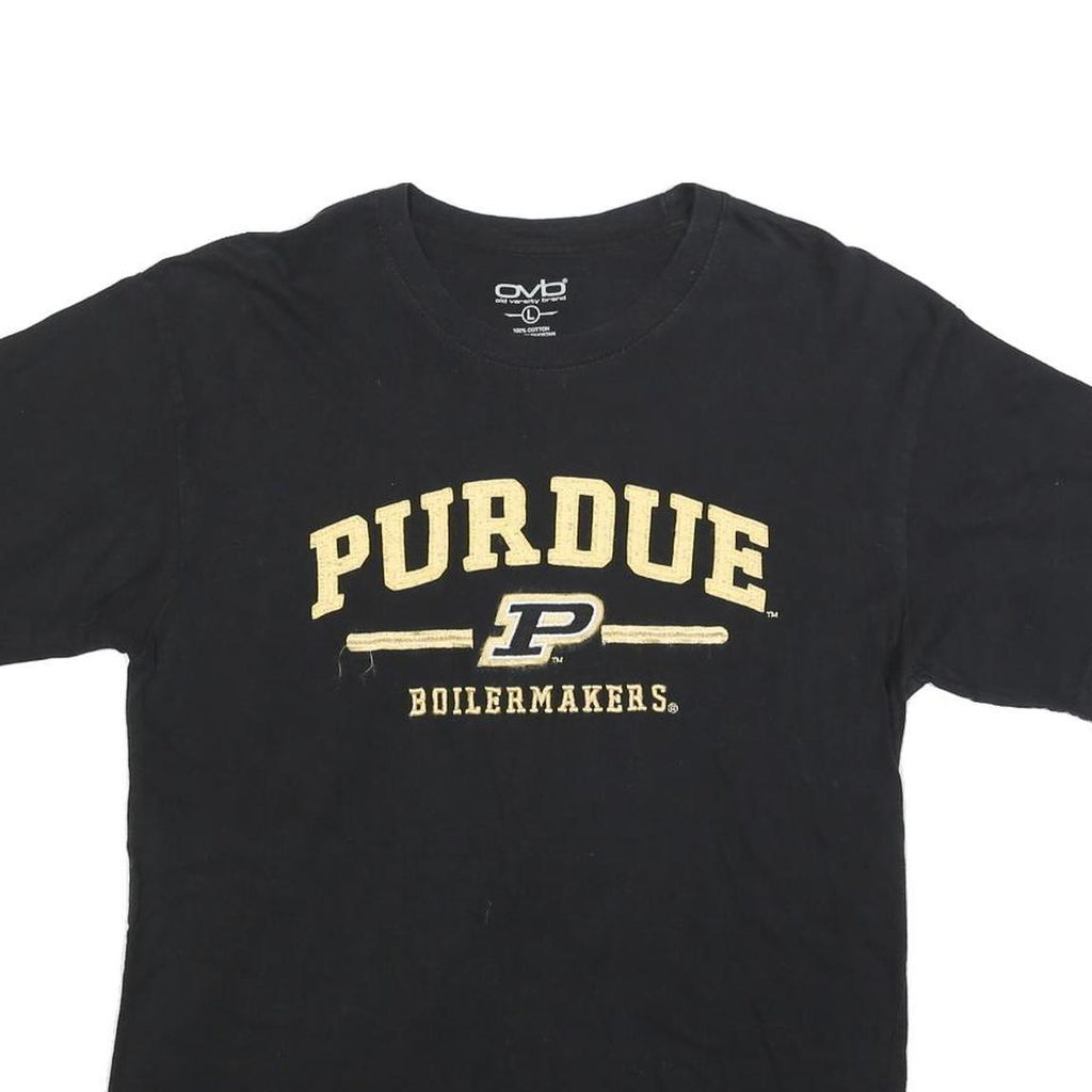 OLD VARSITY BRAND Mens Black Purdue Boilermakers Graphic T-Shirt L Short Sleeve