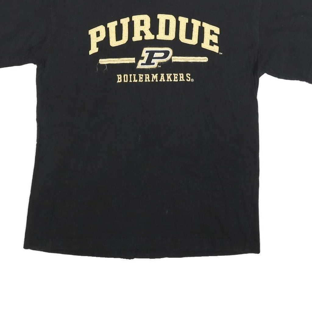 OLD VARSITY BRAND Mens Black Purdue Boilermakers Graphic T-Shirt L Short Sleeve