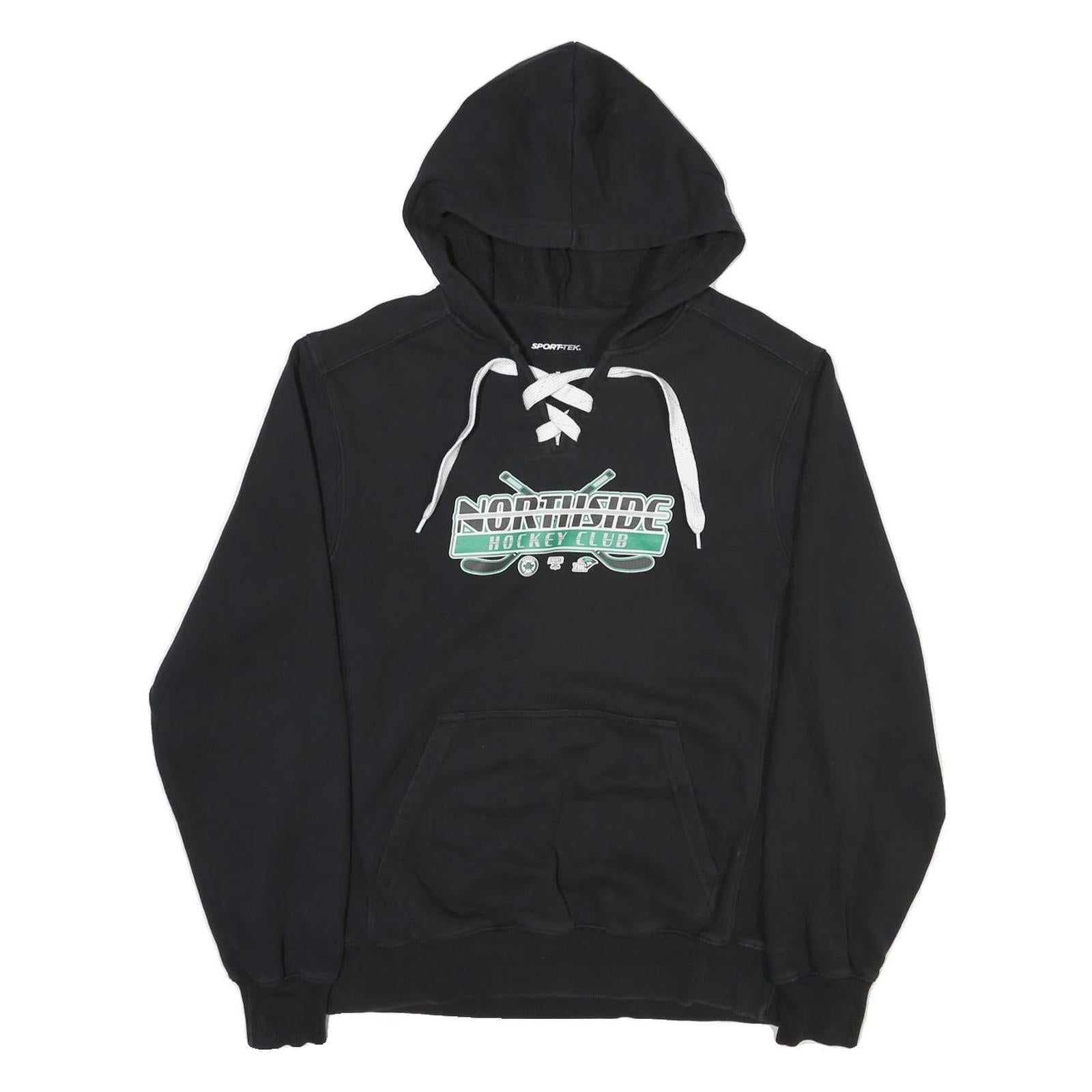 SPORT-TEK Mens Black Northside Hockey Club Hoodie Lace Up M Cotton Blend