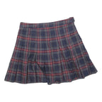 FOREVER 21 Womens Blue & Red Plaid Pleated Mini Cotton Blend Skirt M Schoolgirl