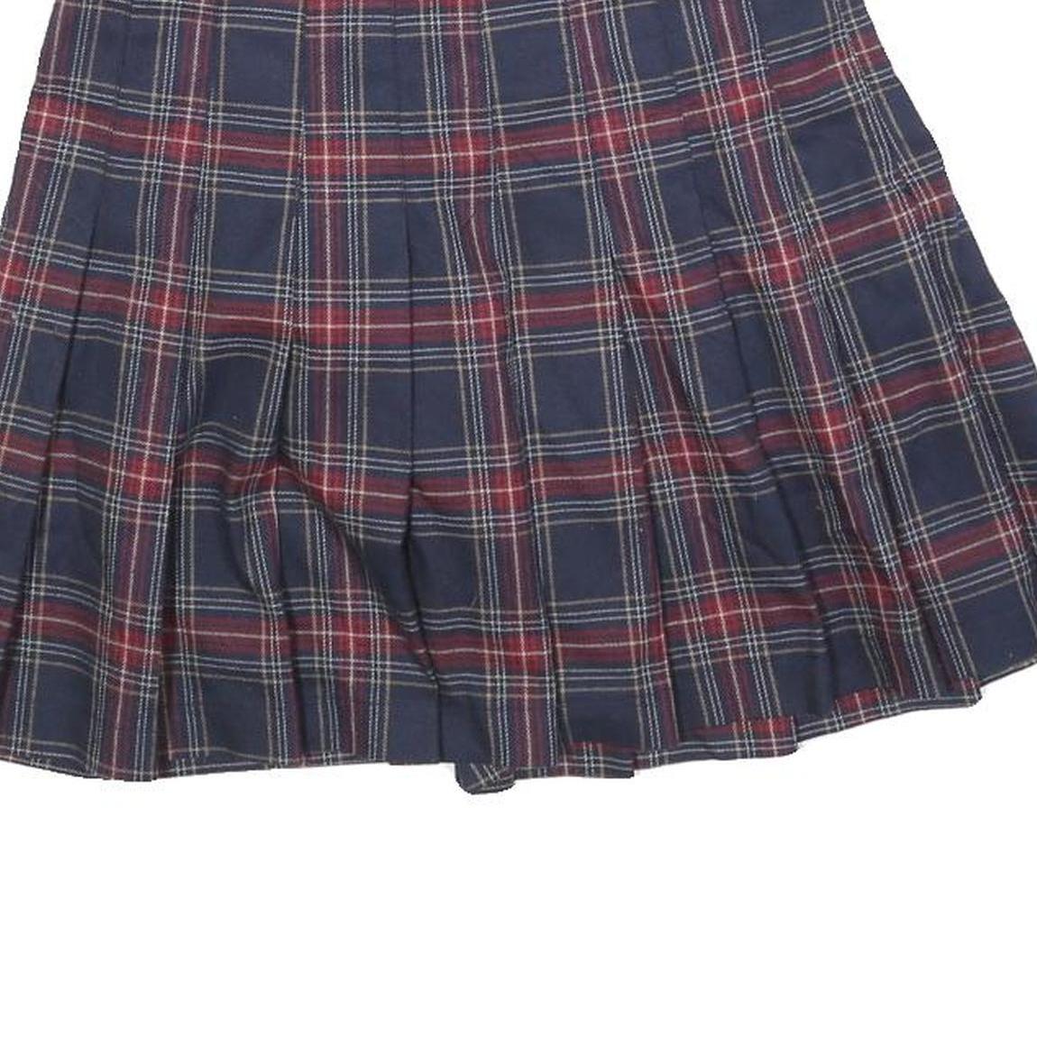 FOREVER 21 Womens Blue & Red Plaid Pleated Mini Cotton Blend Skirt M Schoolgirl