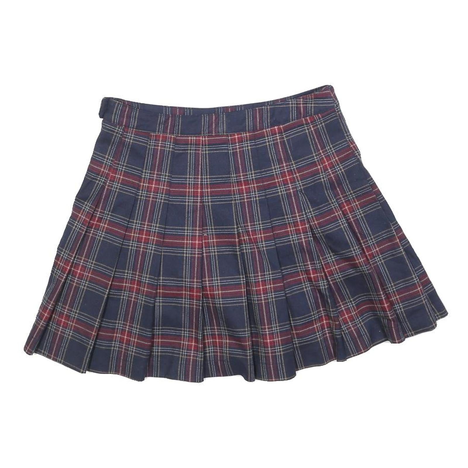 FOREVER 21 Womens Blue & Red Plaid Pleated Mini Cotton Blend Skirt M Schoolgirl