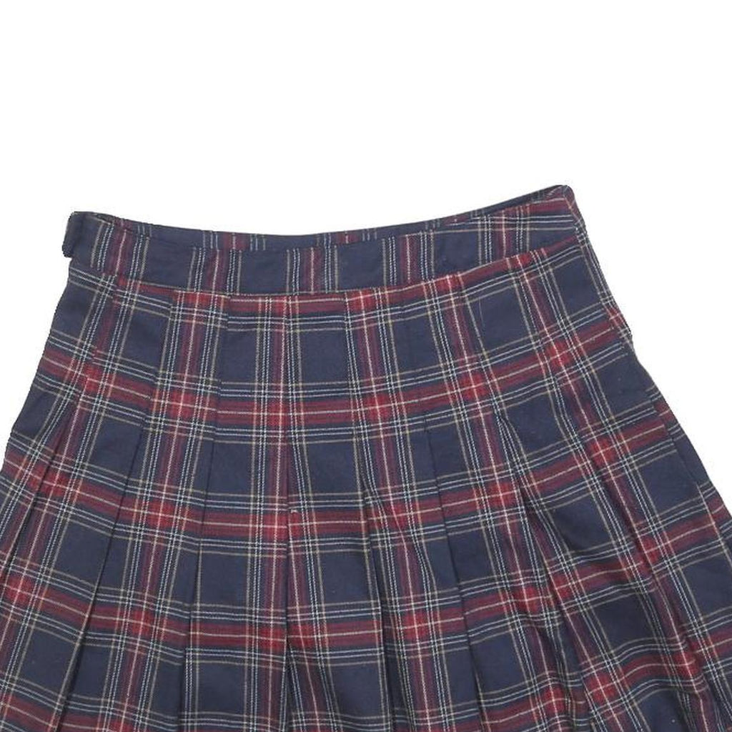 FOREVER 21 Womens Blue & Red Plaid Pleated Mini Cotton Blend Skirt M Schoolgirl