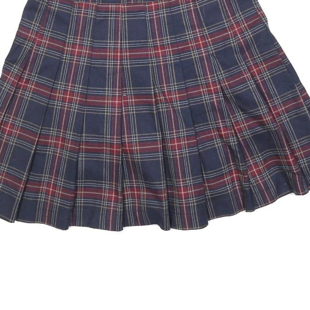 FOREVER 21 Womens Blue & Red Plaid Pleated Mini Cotton Blend Skirt M Schoolgirl