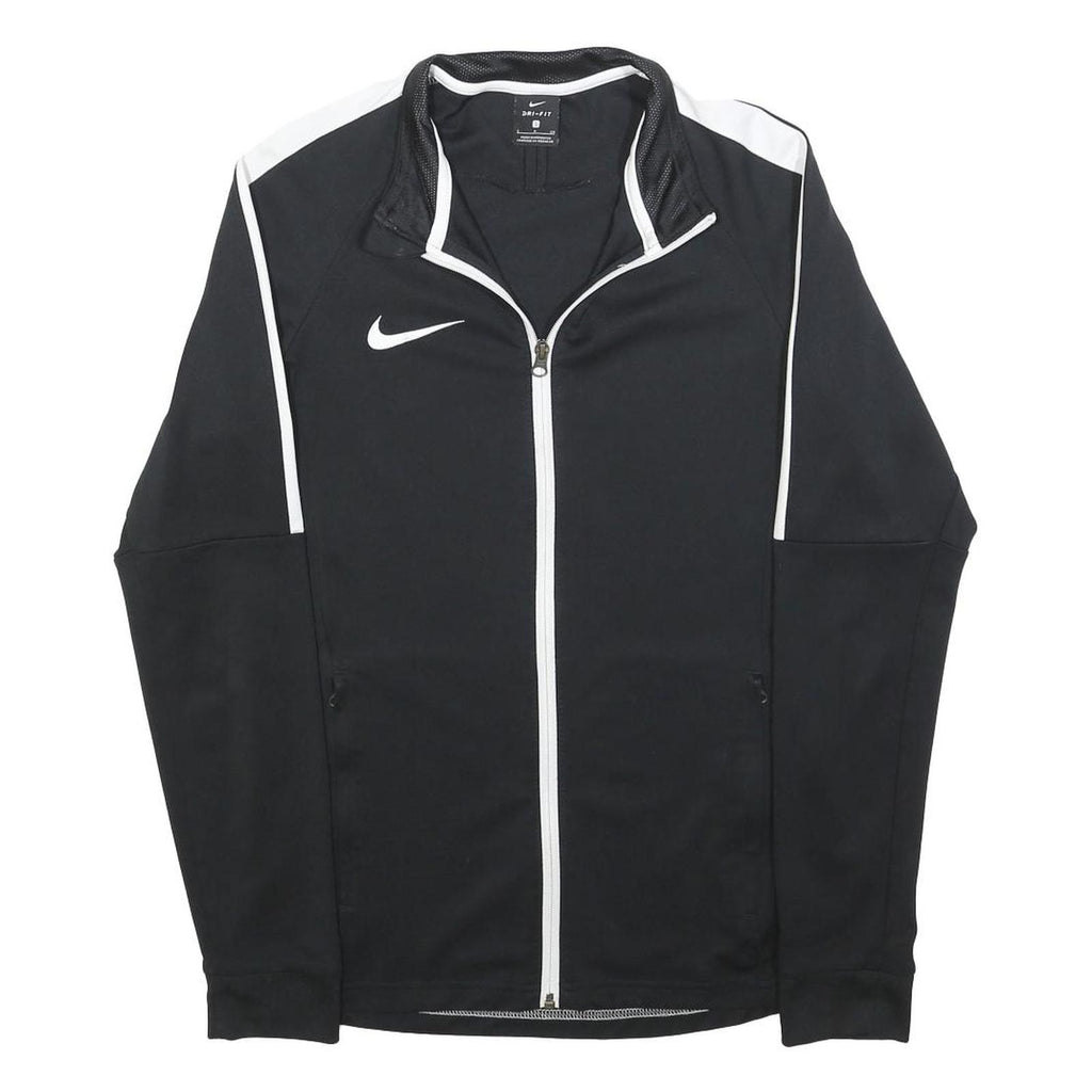 NIKE Mens Black & White Sports Zip Jacket S Polyester Athletic Activewear