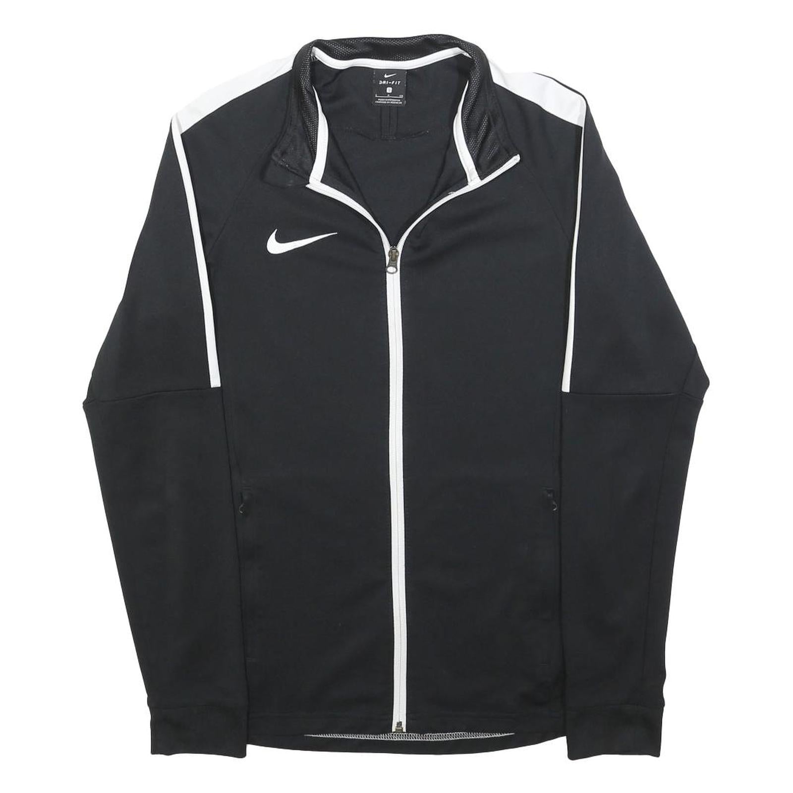 NIKE Mens Black & White Sports Zip Jacket S Polyester Athletic Activewear