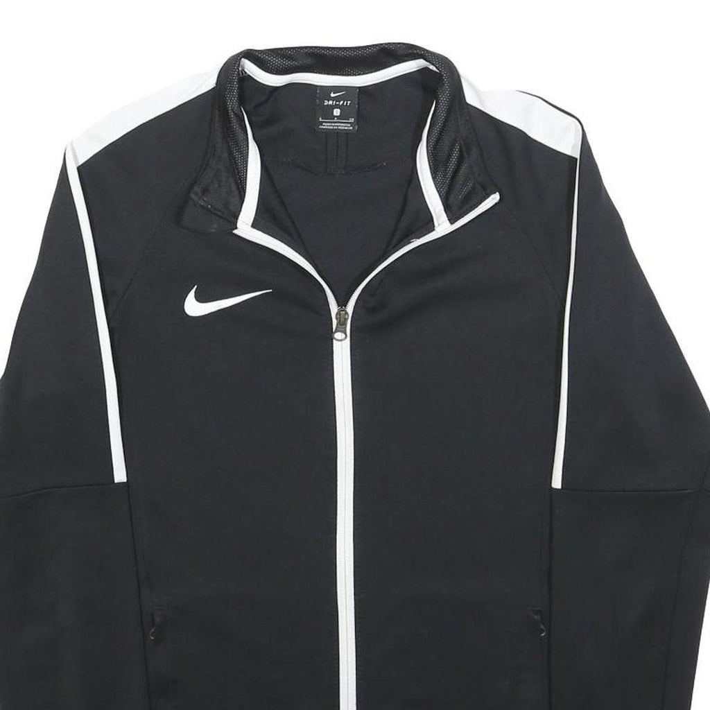 NIKE Mens Black & White Sports Zip Jacket S Polyester Athletic Activewear